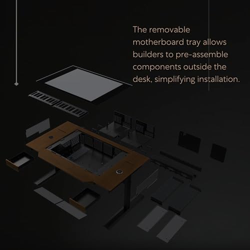 Image of Lian Li DK-07 Wood Motorized Standing Desk (DK07X-WD) | Dual E-ATX & 480 /420 Radiators Ready, Real Wood Top, Built-in Wireless Charging, Height Adjustable, 17-Fan Support