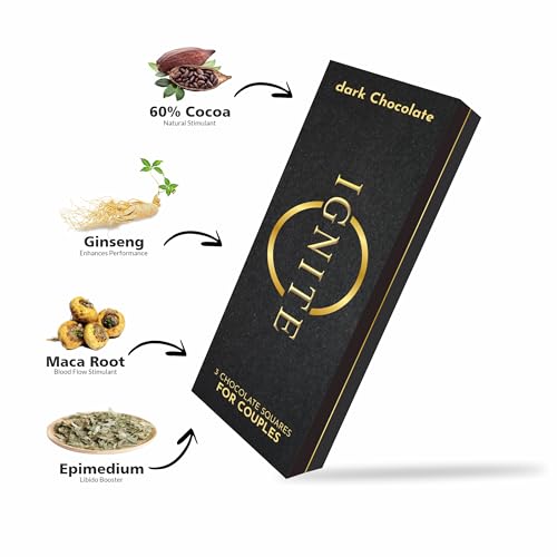 Image of MBDH Wellness Ignite Chocolate Bars (3 Box) | Dark Chocolate Bar To Improve Mood & Performance | Vitality, Arousal And Energy | Vegetarian, Gluten-Free For Men & Women, 370 Grams