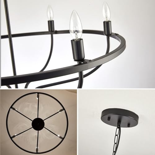 Iuilaee XR-K887M 6-Light Black Farmhouse Chandelier, Rustic Vintage Metal Candle Chandelier thumb #2
