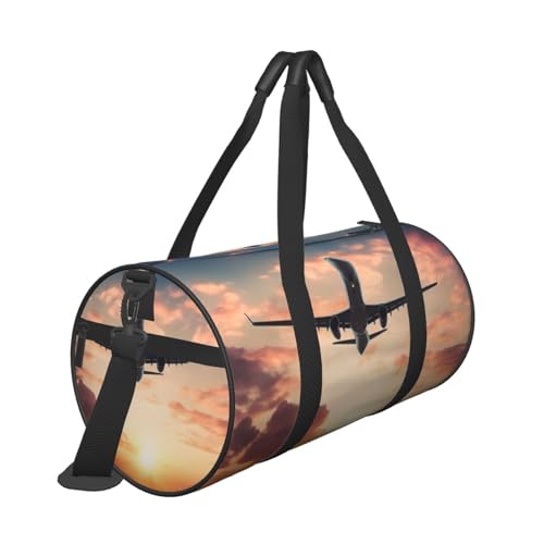 Travel Duffle Bag Weekender Bags For Men Women With Shoe Compartment Large Capacity Weekender Overnight Bag Airplane Sunset Sky Carry On Tote Bags Sport Gym Bag For Travel Yoga 6