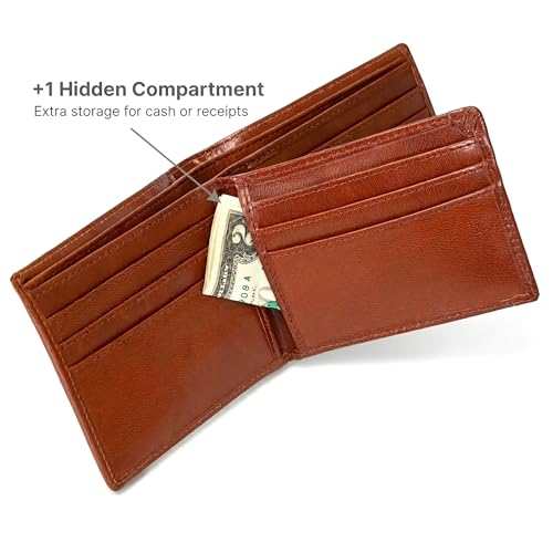 Image of ID Stronghold Extra Capacity Bifold Wallet for Men - RFID Blocking Genuine Leather Wallet (Antiqued Brown)