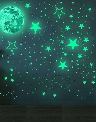 Ashamohar Medium Glaxy of Stars Big Size Moon Round with Stars Radium Night Glow for Bedroom/Living Room Wall Sticker (Pack of 9) (B093HDCNYJ) Amazon Price History, Amazon Price Tracker