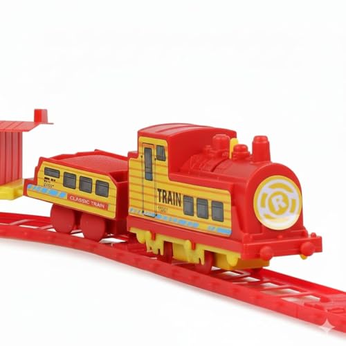 Image of Battery Operated Railway Train Set for Boys | Express Engine with Passenger & Coal Wagon | 14 Piece Fun Educational Track Toy