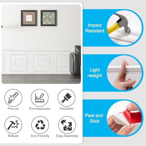 Image of Art3d Premade Peel and Stick Door Molding Trim Kit, 4 Frames Set, 20 inchx 20 inch