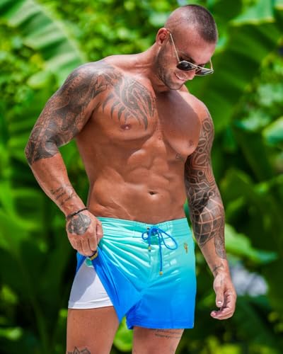 Tucann Men's Trunks 3" Compression Liner Quick Dry Zipper Pocket Chlorine Resistan 4 Way Stretch Faded Swim for Men4