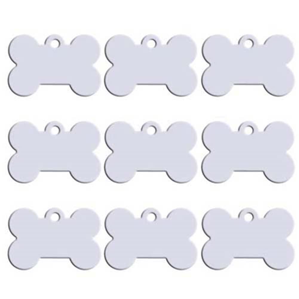 100 PCS Etiquetas de placa de identificación de perro de aluminio Tienda de mascotas Etiquetas de tarjeta de identificación en blanco Nombre de mascota personalizado Número de dirección de teléfo