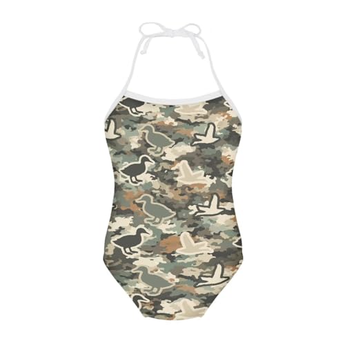 Image of ELEQIN Cartoon Animal Cute Girls One Piece Swimsuit Adjustable Swimwear for 3Y-10Y