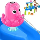 Water Table Pump - Cordless & Rechargeable Water Pump for Water Table with Magnetic Octopus Design, Quick-Install Outdoor Sand/Water Play Toys & Durable Accessories for Toddlers Kids (Pink)