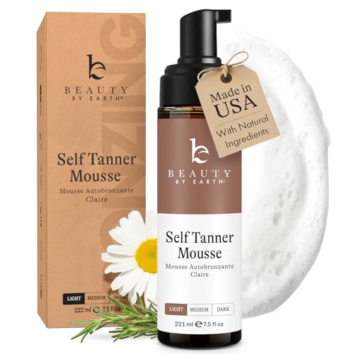 Self Tanner Mousse - USA Made with Natural & Organic Ingredients, Self Tanning Mousse for Fake Tan, Sunless Tanner for Pale Skin, Clear & Non Toxic Tanning Foam for Streak Free Finish, No Orange Color