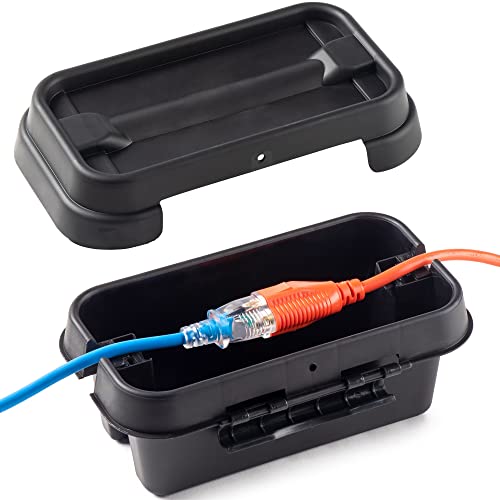SockitBox – The Original Weatherproof Connection Box – Indoor & Outdoor Electrical Power Cord Enclosure for Timers, Extension Cables, Holiday Lights, Power Tools, Fountains & More – Size Small – Black