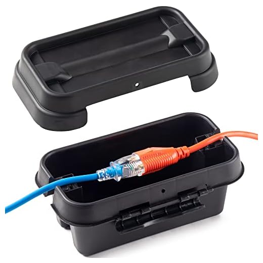 SockitBox – The Original Weatherproof Connection Box – Indoor & Outdoor Electrical Power Cord Enclosure for Timers, Extension Cables, Holiday Lights, Power Tools, Fountains & More – Size Small – Black