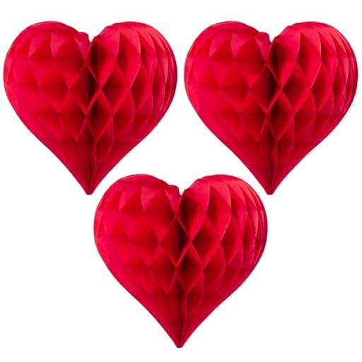 OH YEAH - 3 Figuras Honeycomb Corazón Rojo - 25 cm - Decoración Honeycomb San Valentín - Adornos San Valentín - Bolas Papel de Seda - Corazón Rojo - Día de los Enamorados - FÁCIL MONTAJE | Ya disponible en tu tienda friki favorita! En mundofriki.es!