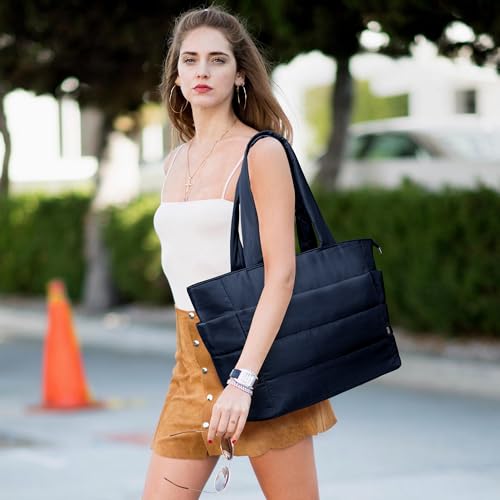 Image of KALIDI Quilted Carryall Tote Bag, Large Puffer Crossbody Women Handbags Shoulder Soft Fluffy Lightweight Travel