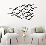 Tandefio 7 Pcs Metal Bird Flying Flock of Wall Decor Flock of Birds Metal Wall Art Large Metal Wall Sculpture Hanging Art Creative Seagull Sculpture Ornament for Indoor Home Office Bedroom Decoration