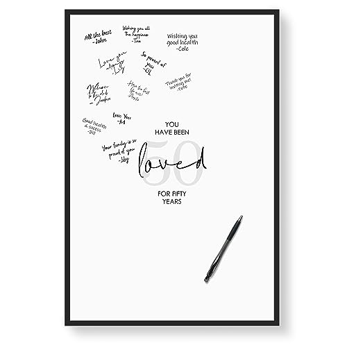 Karto 50th Birthday Signature Board for Party - Party Supplies, Guest Book, Signing Board, Or Card Alternative - Poster Size 11x17 (Unframed) - Loved