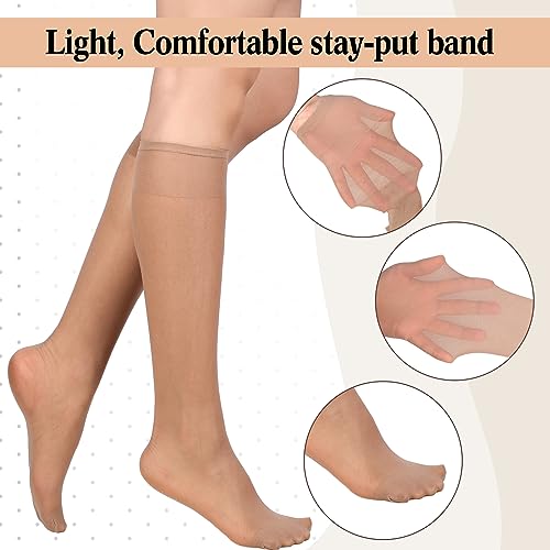 Image of 50 Pairs Nylon Sheer Knee High Stockings for Women Girls Reinforced Toe Socks Compression Stretchy Knee Highs Bulk