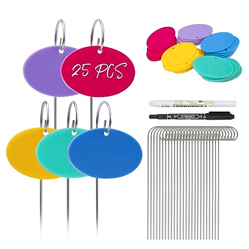 Temlum Plant Labels With Marker Pen, 25 Pcs Garden Markers Label Stakes Sign Tags for Outdoor Plants, Flowers, Herbs, Seed (Multicolor)