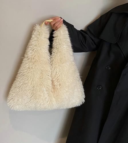 Women Faux Fur Hobo Shoulder Bag Y2K Furry Tote Handbag Large Fluffy Underarm Purse Soft Cute Plush Clutch3