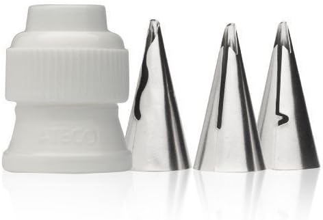 4 PIECE CAKE DECORATING TIP SET RUFFLE TIPS 030 040 070 & PLASTIC COUPLER