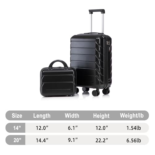 Image of Hardside Luggage, Lightweight Durable ABS Suitcase with Spinner Wheels, 20 /14 Inch