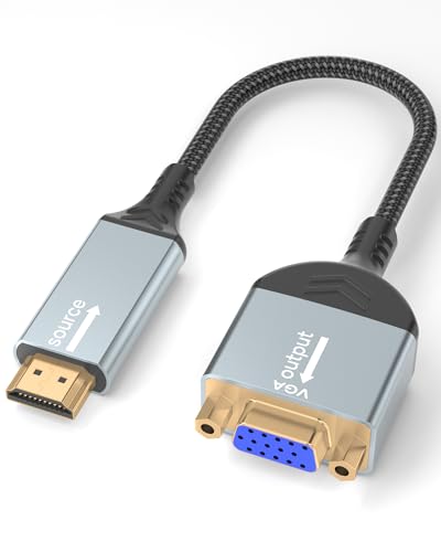 familaha HDMI auf VGA, Unidirektional HDMI-Computer auf VGA-Monitor Adapter (Stecker auf Buchse), 1080P@60Hz kompatibel f&uuml;r Computer Desktop Laptop PC Monitor Projektor HDTV Chromebook und mehr