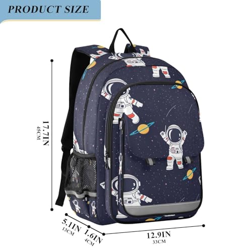 Cute Astronaut Space Kids Backpack for Girls Boys, 17 Inch Large Elementary School Backpack, 6-12 Y2