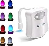 Motion Sensor LED Toilet Night Light, Komire Light Detection Motion Activated Toilet Light with 8-Color Changing, Battery Operated Waterproof Washroom Light Toilet Seat Light Inside Toilet Bowl
