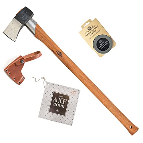 Gransfors Bruk Large Splitting Axe 31 (445) with Ceramic Grinding Sharpening Stone (4034) - Bundle (2 Items)