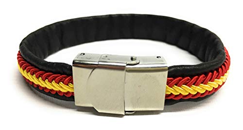 YOJAN PIEL | Pulsera De Piel Bandera De España (Hecho A Mano) | Complementos de Moda Unisex para Hombres y Mujeres de Estilo Atemporal y Elegante | Regalos Originales y Exclusivos