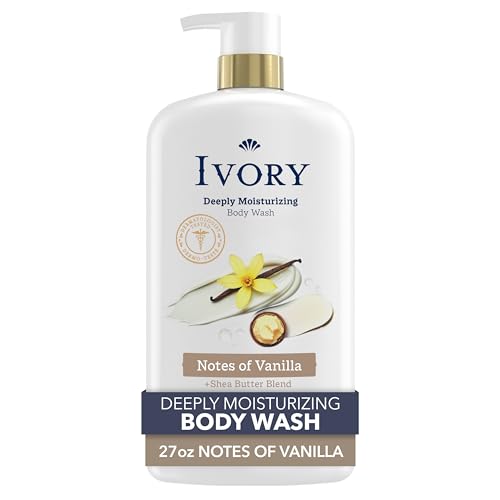 Ivory Deeply Moisturizing Body Wash, 24HR Nourishing Hydration, Soothes Itchy Dry Skin, Made with a Shea Butter Blend, Notes of Vanilla Scent, 798 ml
