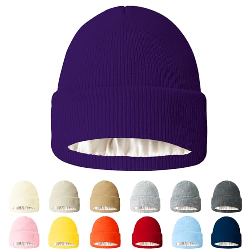 Image of Winter Beanie Acrylic Knit Cuffed Plain Hats Skull Cap Warm Beanies for Men Women