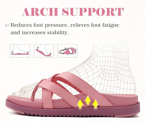 Image of KuaiLu Womens Dressy Orthotic Flip Flops Trendy Comfortable Cushion Recovery Walking Criss Cross Thong Sandals Lightweight Yoga Foam Summer Slides with Plantar Fasciitis Arch Support