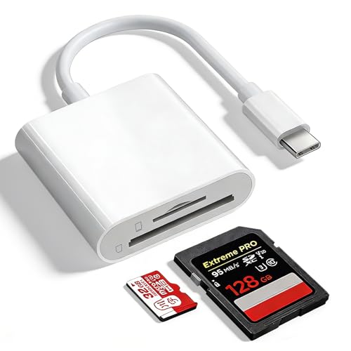 SD Card Reader for iPhone 15/16/17 Sd Card Reader USB C Micro Sd Card Reader for ipad USB C Sd Card Reader for ipad Plug and Play No App Required Adapter for Digital Camera to Phone
