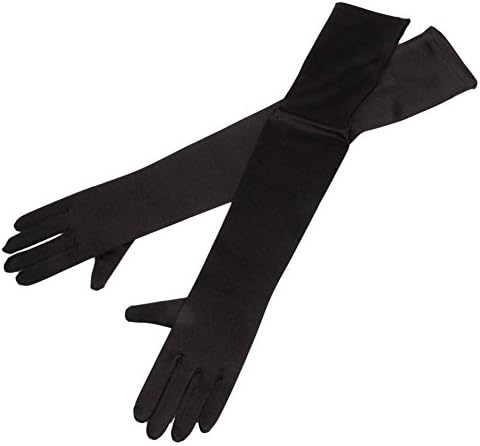 22" Classic Adult Size Long Opera Length Satin Gloves Black