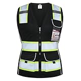 Dib Safety Vest for Women with Pockets, Mesh Reflective Vest High Visibility, ANSI Class 2 Made with 3M...