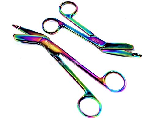 2 Lister Bandage Scissors 5.5 inches Plus 7.25 inches Multi Color Rainbow EMT Scissors Surgical Medical Instruments CYNAMED