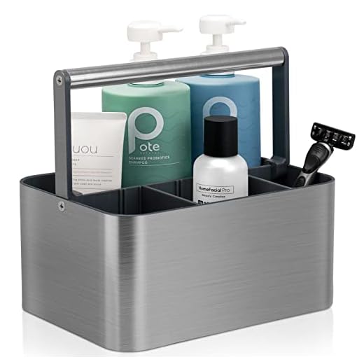 BYUNER Portable Shower Caddy Basket Bin with Handle and Adjustable dividers for College Dorm, Large Plastic Bathroom Storage Organizer Tote,Gray