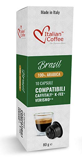 ITALIAN COFFEE FOR ESPRESSO LOVERS Italian Coffee capsules compatible with Verismo, CBTL, Caffitaly, K-fee systems (80 pods BRAZIL blend)