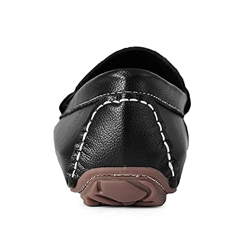 Men's Loafers Genuine Leather Stitching Details Round Toe Comfortable Flat Heel Slip Resistant Fashion Outdoor Slip-ons4