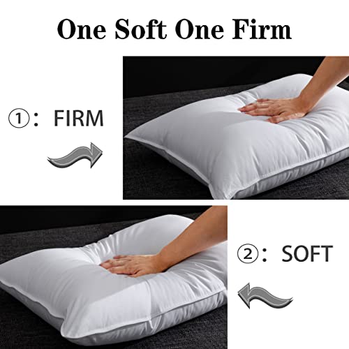 Luzern Goose Bed Pillows For Sleeping Set Of 2,Luxury Hotel Pillows With 100% Cotton Cover,One Soft And One Firm Premium Down-Like Fiber Pillows For Back,Stomach Or Side Sleepers #TOP1