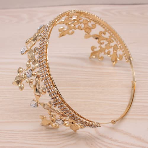 Royal King Crown Diadème rond en métal pour homme pour Noël/mariage/bal/concours de beauté, fête d'anniversaire, photographie