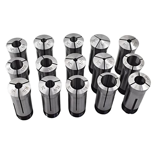 LiGuVCY Collet Set 5C Round Bore Collet 1/8-1 Inch for Machining Turning 15 Pcs
