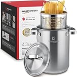 Stainless Steel Vegetable Steamer Pot with Perforated Basket – Asparagus & Pasta Cooker, 3-Ply Base Stovetop Pot, Perfect for Single or Double Servings (4.3, Liters)