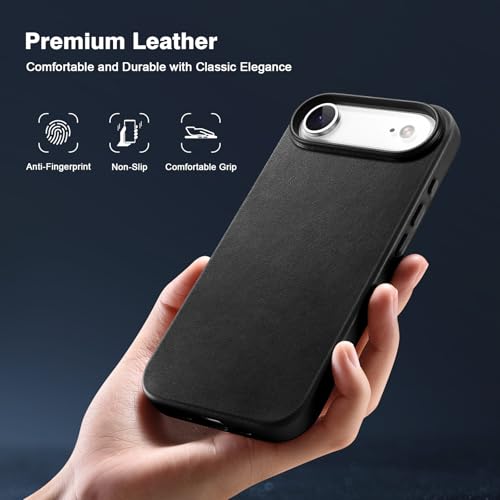 Coque iPhone Air 6,5 cuir véritable étui anti-trace noir