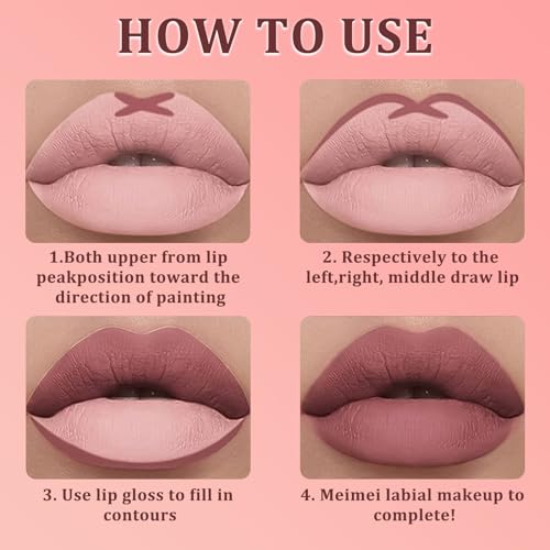 INBOLM Lip Liner and Lipstick Set,6 PCS Nude Lip Liners with Nude Lipstick for Women Nude Lipstick,Non-Stick Cup,Matte Waterproof Nude Lipstick Makeup Kits Make Up Gift Set for Lady - Image 7