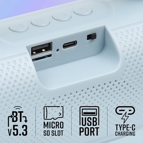 Image of ZEBRONICS Sound Feast 40 Portable Bluetooth Speaker, 8 Watts, Dual 5.2cm Drivers, Passive Radiator, Upto 10 Hours Playback, BTv5.3 | USB | mSD |TWS, Call Function, Deep Bass (Sky Blue)