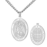 TEAMER Collar de San Gabriel con medalla del arcángel de San Gabriel, amuleto de bendición, esperanza y protección, joyería religiosa para mujer, Ajustable, Acero inoxidable, No es una piedra preciosa