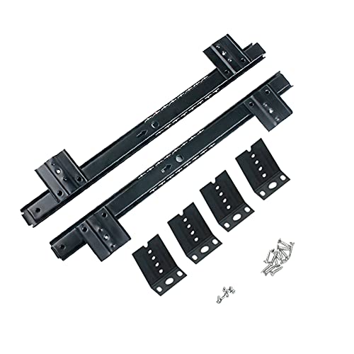 1 par de guías de escritorio para ordenador, Hardware de extensión completa para oficina, riel deslizante para cajón de casa, soporte de teclado de elevación con rodamiento de bolas largo,Negro,35cm Cover