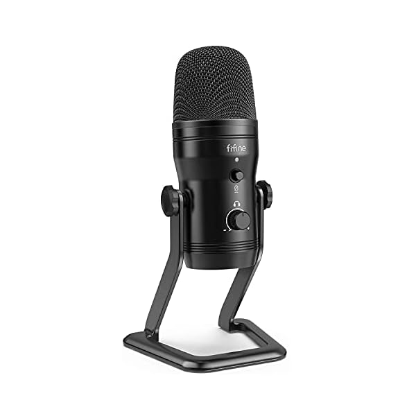 FIFINE Mikrofon PC mit 4 Tonabnehmermuster, USB Mikrofon PC Gaming für MAC PS4 PS5, Microphone mit Gain Regler…