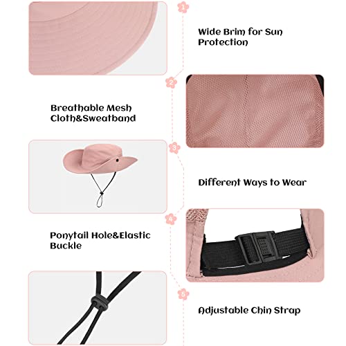 Durio Girls Sun Hat With Ponytail Hole Uv Protection Kids Sun Hat Upf 50+ Kids Fishing Hat Wide Brim Sun Hats For Kids Pure Pink 2-4 Years #TOP5